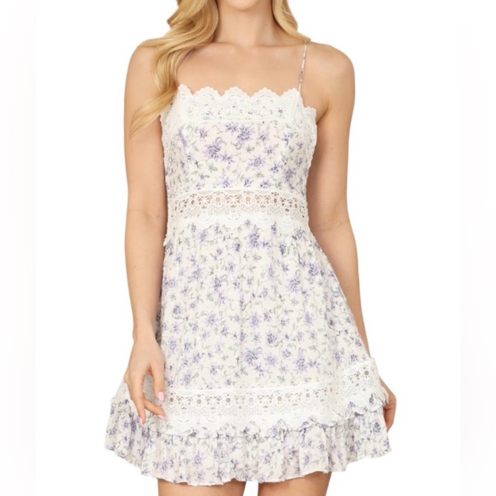 Floral Lace Trim Dress